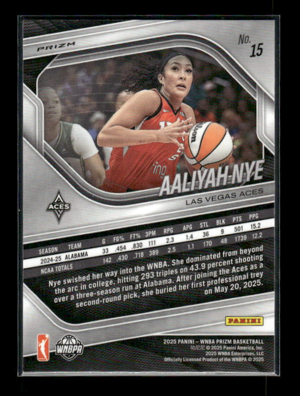Aaliyah Nye - 2025 Prizm WNBA - Ice Prizm - Rookie