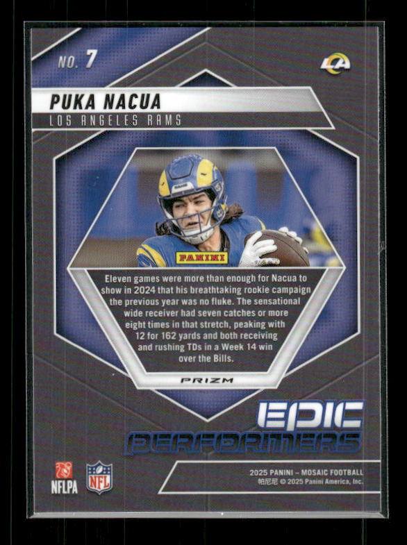 Puka Nacua - 2025 Mosaic Football - Orange Fluorescent Epic Performers