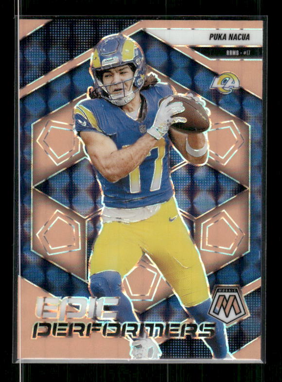 Puka Nacua - 2025 Mosaic Football - Orange Fluorescent Epic Performers