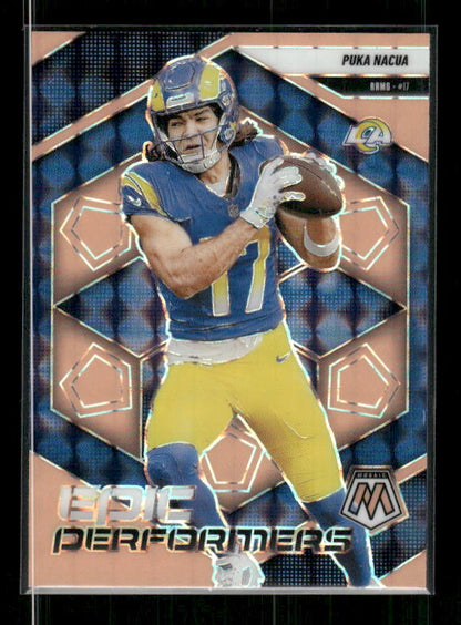 Puka Nacua - 2025 Mosaic Football - Orange Fluorescent Epic Performers