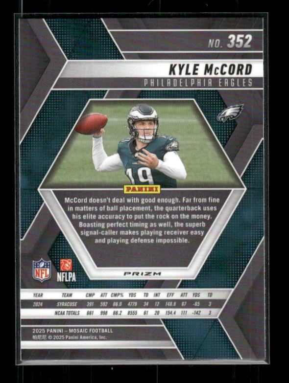 Kyle McCord - 2025 Mosaic Football - Green Mosaic - Rookie