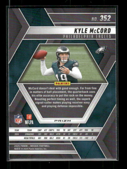 Kyle McCord - 2025 Mosaic Football - Green Mosaic - Rookie
