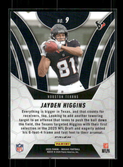 Jayden Higgens - 2025 Mosaic Football - Orange Fluorescent Elevate - Rookie