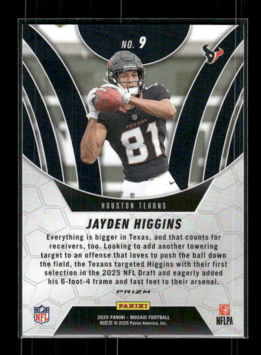 Jayden Higgens - 2025 Mosaic Football - Orange Fluorescent Elevate - Rookie