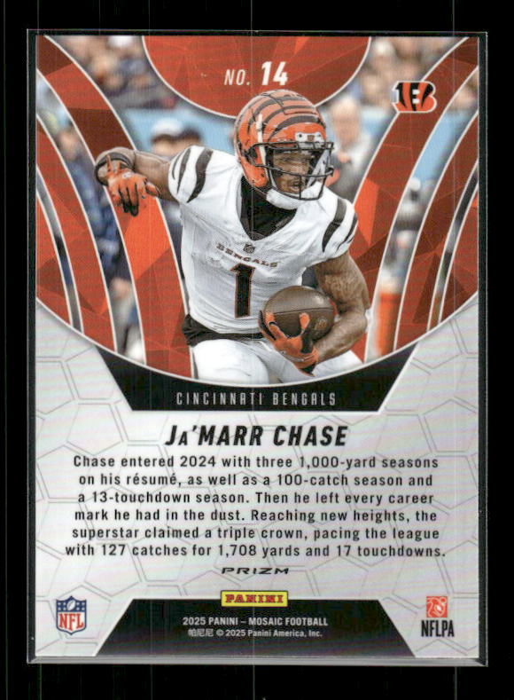 Ja'Marr chase - 2025 Mosaic Football - Orange Fluorescent Elevate