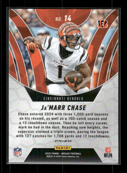 Ja'Marr chase - 2025 Mosaic Football - Orange Fluorescent Elevate