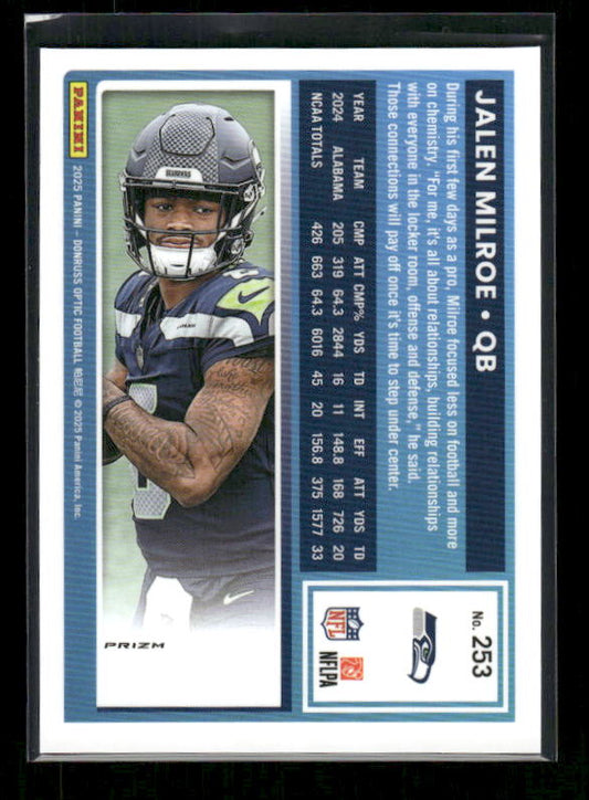 Jalen Milroe - 2025 Optic Football - Blue Glitter SSP - Rated Rookie