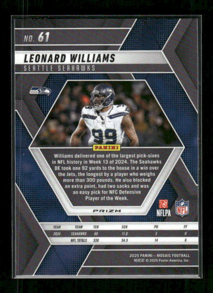 Leonard Williams - 2025 Mosaic Football - Mosaic Prizm