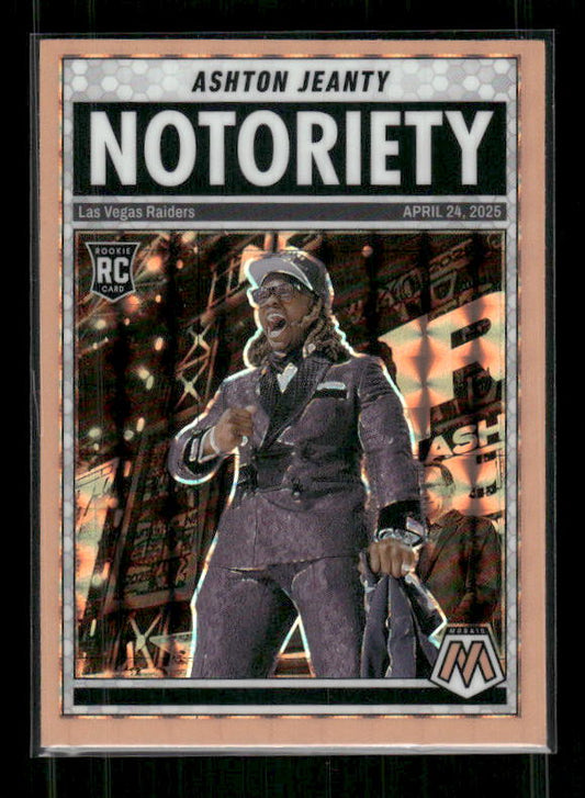 Ashton Jeanty - 2025 Mosaic Football - Orange Fluorescent Notoriety - Rookie