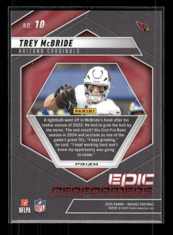 Trey McBride - 2025 Mosaic Football - Orange Fluorescent Epic Performers