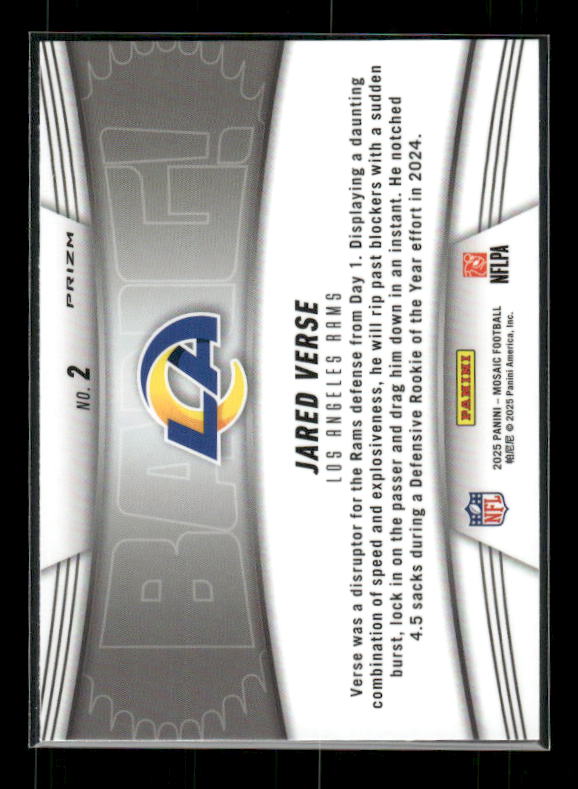 Jared Verse - 2025 Mosaic Football - Orange Fluorescent Bang