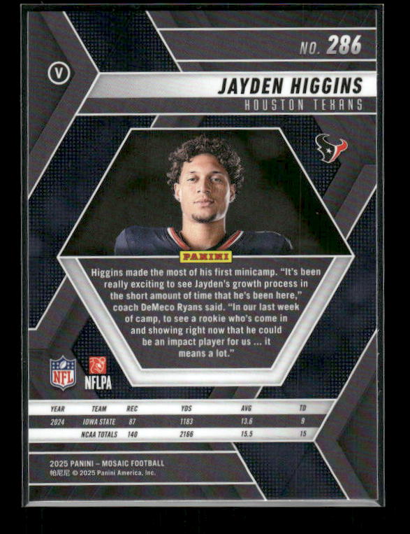 Jayden Higgins - 2025 Mosaic Football - Rookie Variation