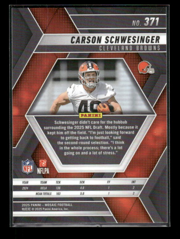 Carson Schwesinger - 2025 Mosaic Football - Rookie