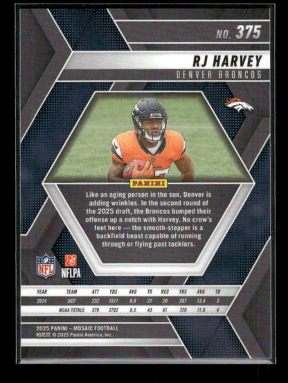 RJ Harvey - 2025 Mosaic Football - Rookie