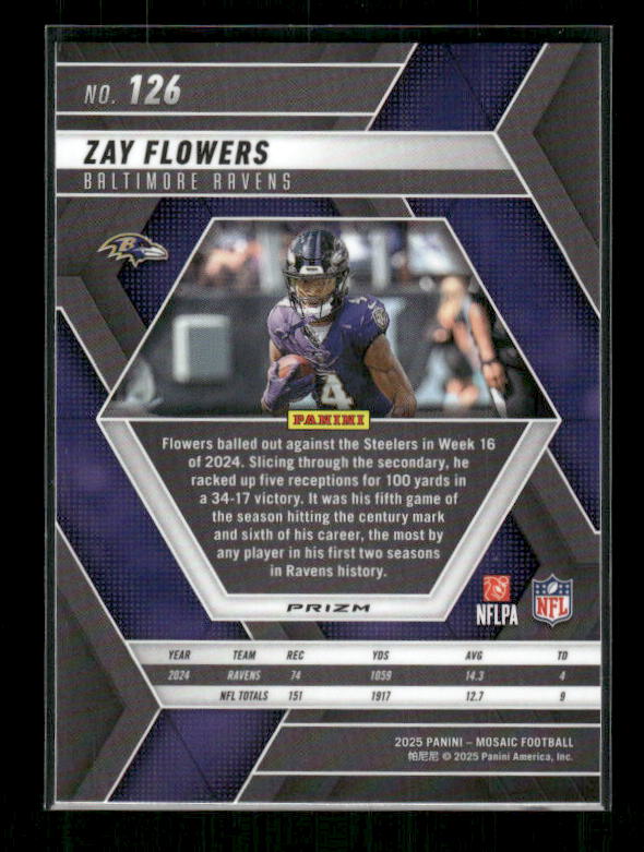 Zay Flowers - 2025 Mosaic Football - Green Mosaic