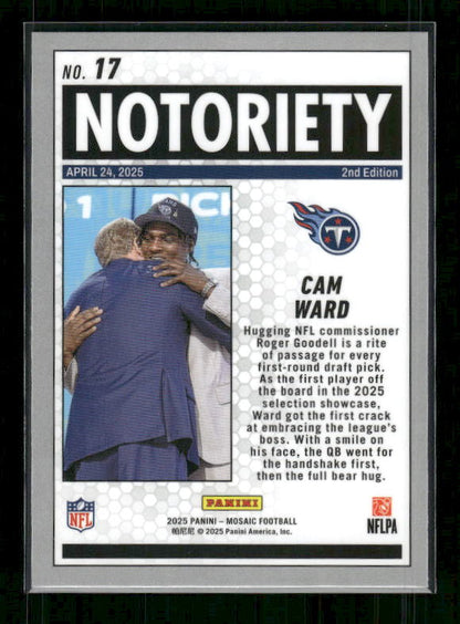 Cam Ward - 2025 Mosaic Football - Notoriety - Rookie
