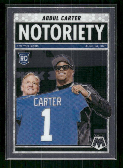 Abdul Carter - 2025 Mosaic Football - Notoriety - Rookie