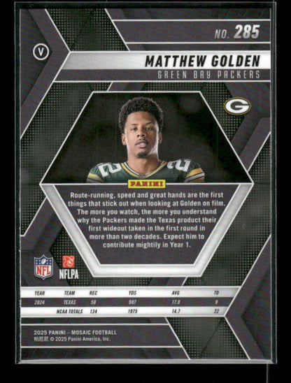 Matthew Golden - 2025 Mosaic Football - Rookie Variation