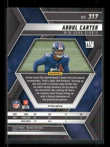 Abdul Carter - 2025 Mosaic Football - Mosaic Prizm - Rookie