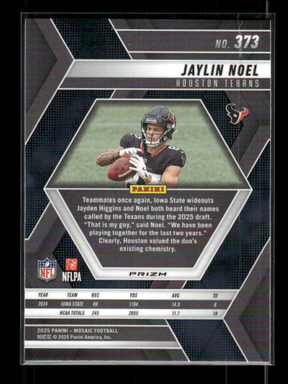 Jaylin Noel - 2025 Mosaic Football - Green Mosaic - Rookie