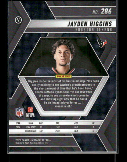 Jayden Higgins - 2025 Mosaic Football - Rookie Variation