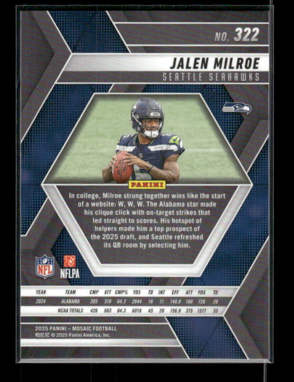 Jalen Milroe - 2025 Mosaic Football - Rookie