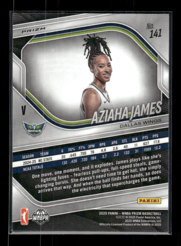 Aziaha James - 2025 Prizm WNBA - WNBA Logo Prizm - Rookie Variation