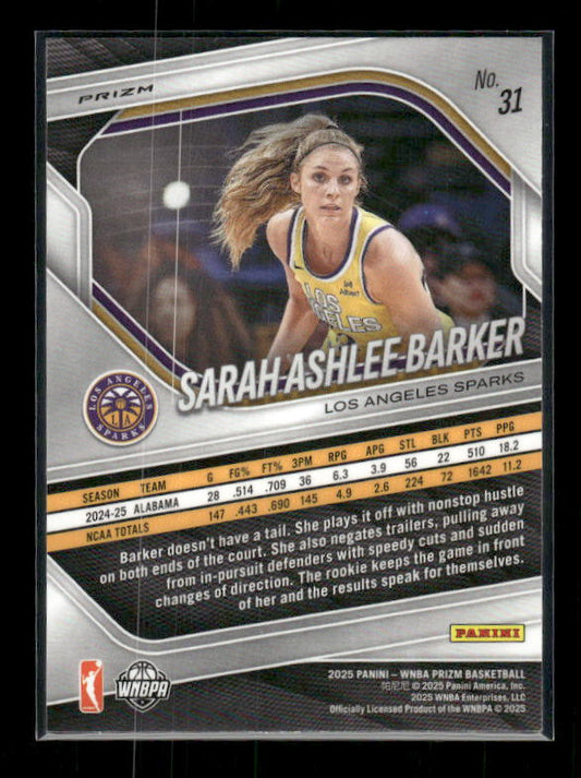 Sarah Ashlee Barker - 2025 Prizm WNBA - Silver Prizm - Rookie