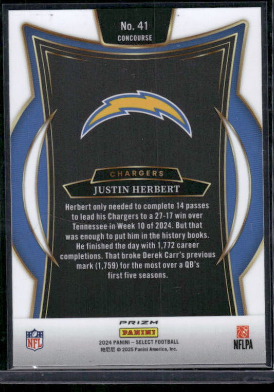 Justin Herbert - 2024 Select Football - Red / Black Shock - Concourse