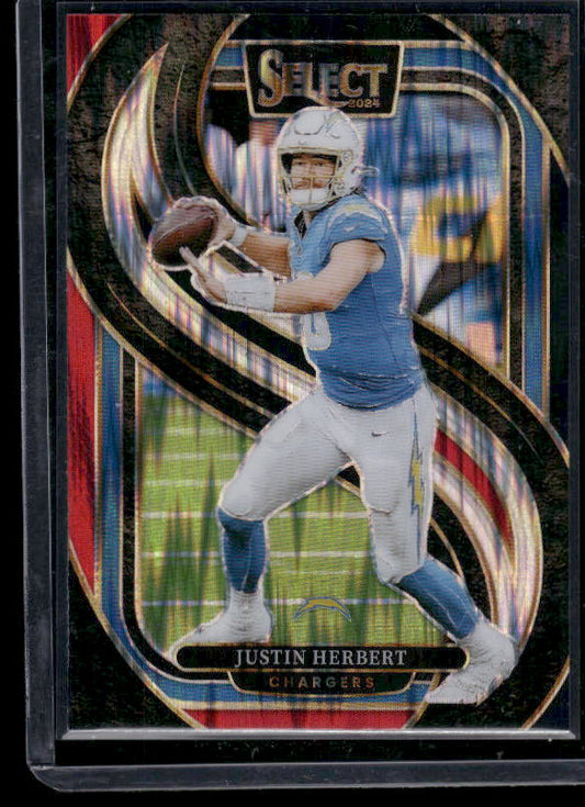 Justin Herbert - 2024 Select Football - Red / Black Shock - Premier Level