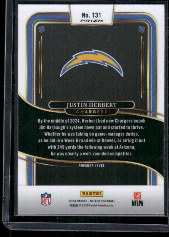 Justin Herbert - 2024 Select Football - Red / Black Shock - Premier Level