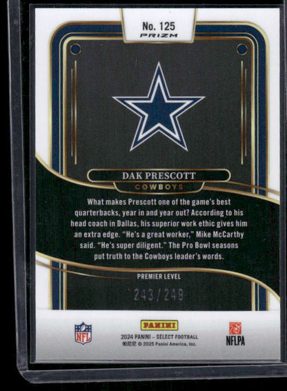 Dak Prescott - 2024 Select Football - Red Shock /249 - Premier Level