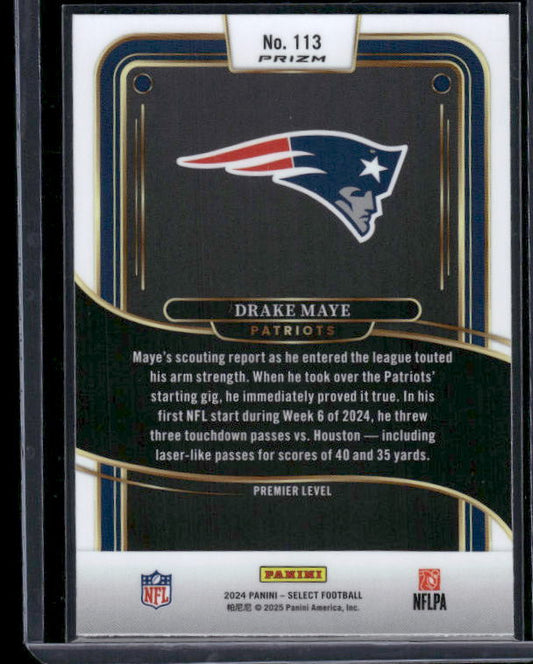 Drake Maye - 2024 Select Football - Red / Yellow Shock - Premier Level - Rookie