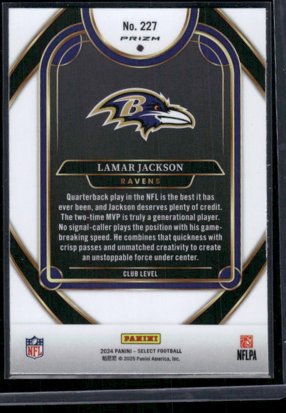 Lamar Jackson - 2024 Select Football - Red / Yellow Shock - Club Level