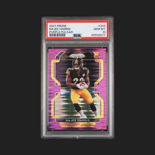 Najee Harris - 2021 Panini Prizm - Purple Pulsar - Rookie - PSA 10