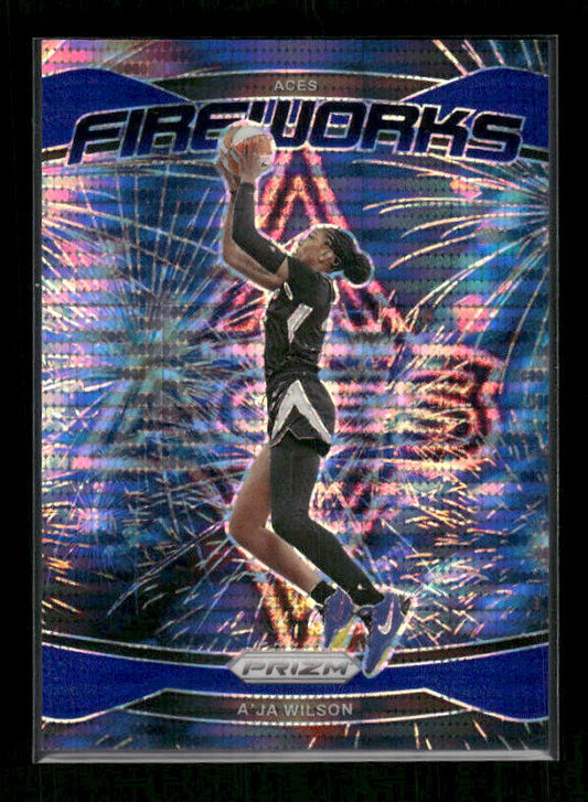 A'ja Wilson - 2024 Panini Prizm WNBA - Fireworks Prizms Blue Pulsar