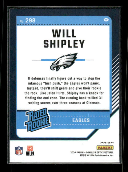 Will Shipley - 2024 Donruss Optic - Green Velocity - Rated Rookie
