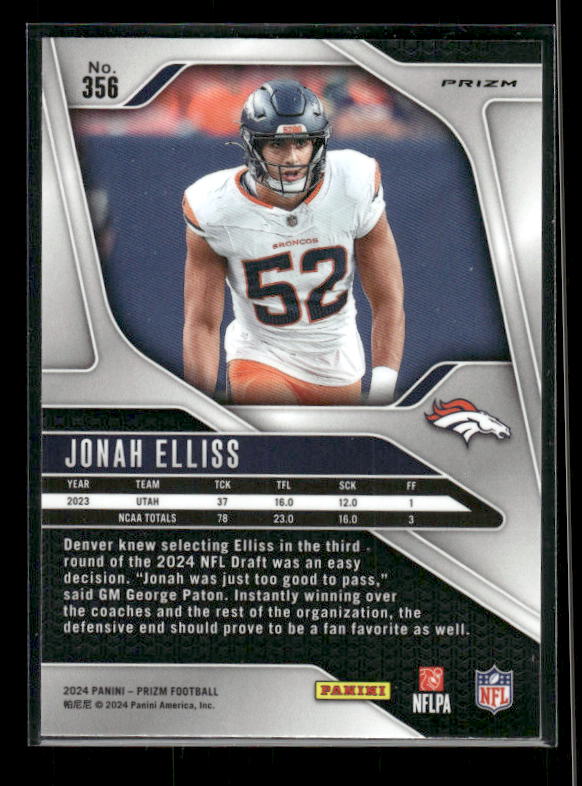 Jonah Elliss - 2024 Panini Prizm - Silver - Rookie