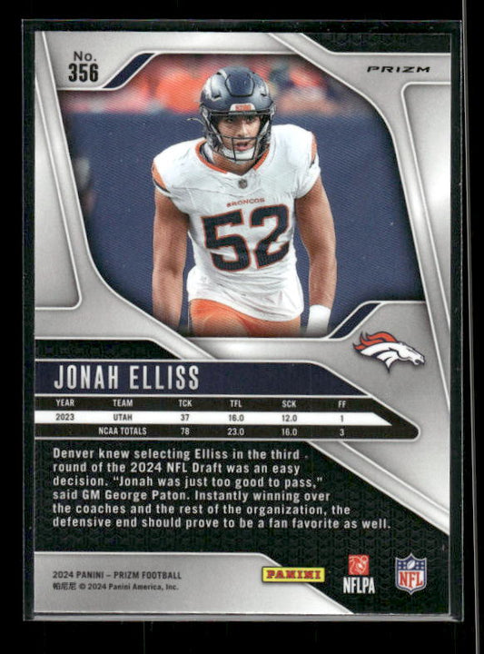 Jonah Elliss - 2024 Panini Prizm - Silver - Rookie