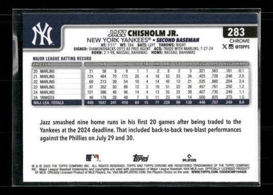 Jazz Chisholm Jr. - 2025 Topps Chrome - Raywave Refractors