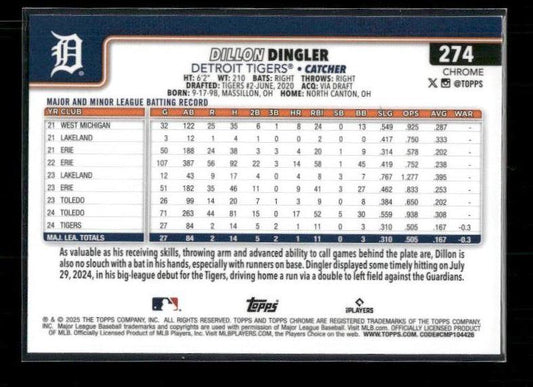Dillon Dingler - 2025 Topps Chrome - Raywave Refractors - Rookie