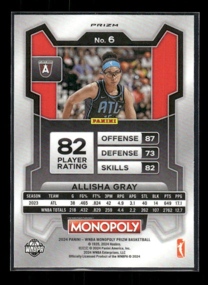 2024 Panini Prizm Monopoly WNBA #6 Allisha Gray Classic Icons Red Prizm