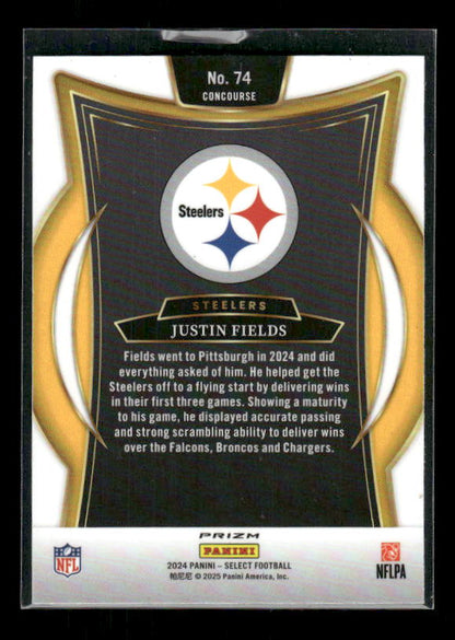 2024 Panini Select #74 Justin Fields Red & Blue Prizm Shock