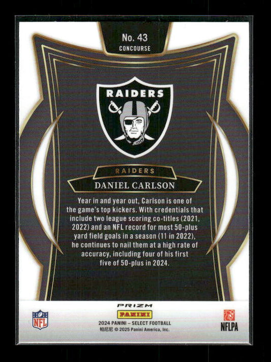 2024 Panini Select #43 Daniel Carlson Green & Yellow Prizm Shock