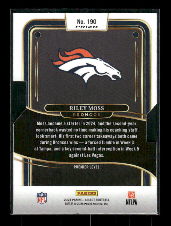 2024 Panini Select #190 Riley Moss Silver Prizm Die Cut