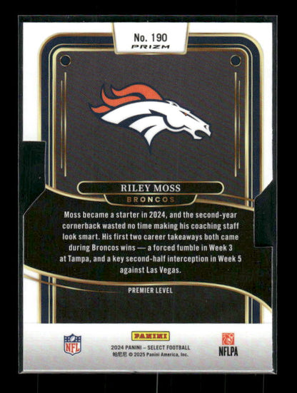 2024 Panini Select #190 Riley Moss Silver Prizm Die Cut