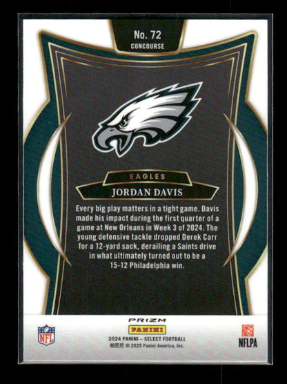 2024 Panini Select #72 Jordan Davis Green & Yellow Prizm Shock