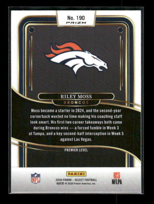 2024 Panini Select #190 Riley Moss Green & Yellow Prizm Shock