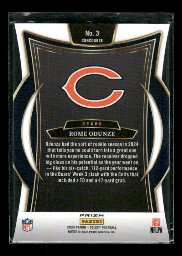 2024 Panini Select #3 Rome Odunze Silver Prizm Die Cut