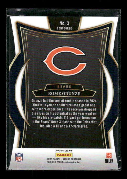 2024 Panini Select #3 Rome Odunze Silver Prizm Die Cut
